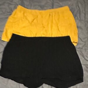 Old Navy Black  & mustard linen drawstring shorts- Classic Everyday Style